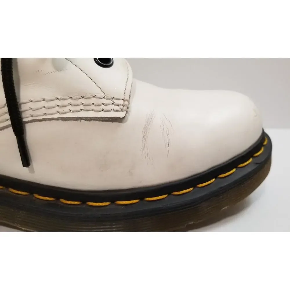 Dr Martens Leather Combat Boot White Women Sz 8 Doc AirWair 11821 Oil Resistant - Picture 15 of 15